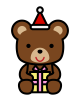 プレゼントを持っているクマのイラスト　(透過PNG)