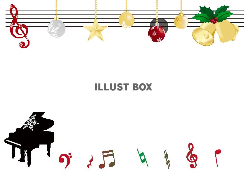 ピアノとクリスマスのフレーム【【透過PNG】