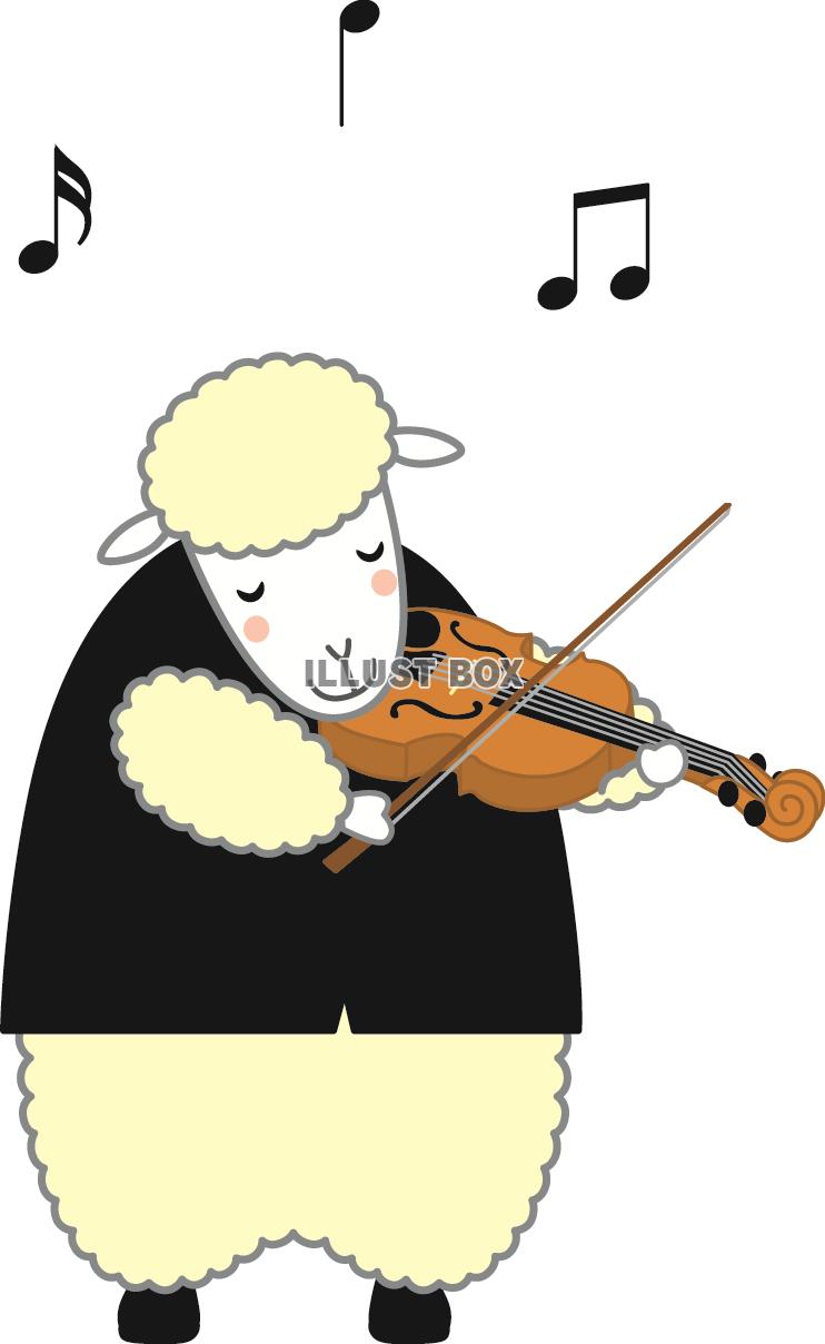 羊の楽団（バイオリン）透過PNG