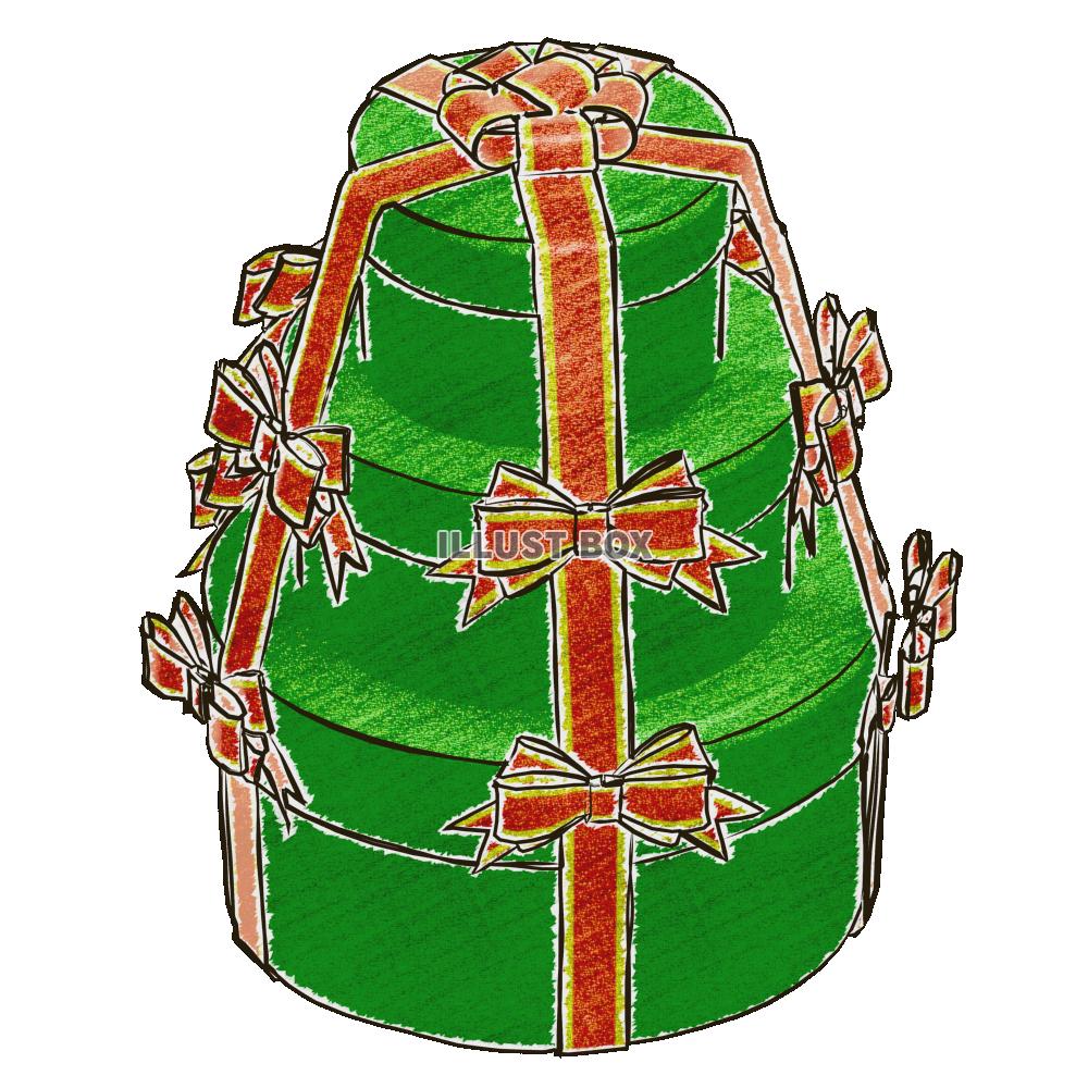 クリスマスのプレゼントボックス・おおきな3重緑Ｂ