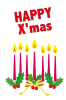 クリスマスキャンドルとヒイラギの飾りのPNG