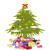 クリスマスツリーとたくさんのプレゼント【透過PNG】