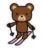 スキーをするクマのイラスト　(透過PNG)