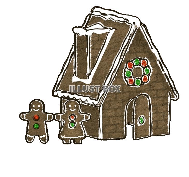 無料イラスト クリスマスのお菓子の家２