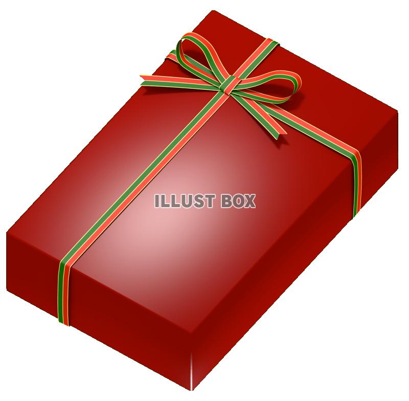 無料イラスト クリスマスのプレゼントボックス 長方形に細いリボン