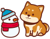 柴犬と雪だるま