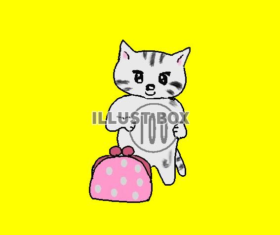 無料イラスト ねこまるに100円玉 透過 Png