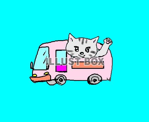 ねこまる・・バスの乗る【透過】PNG