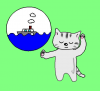 ねこまる、耳をすませて【透過】PNG