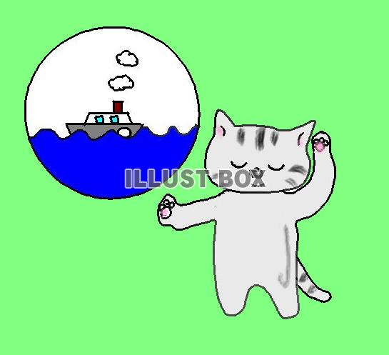 ねこまる、耳をすませて【透過】PNG