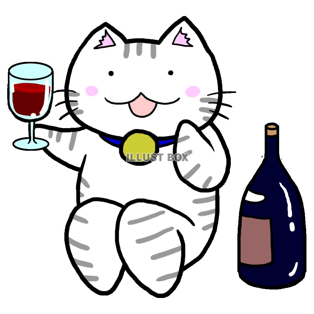 ワインを飲む猫