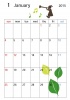 葉っぱと小人のカレンダー1月