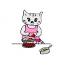 ねこまる・・料理を作る【透過】PNG