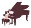 猫が弾くピアノ　透過PNG