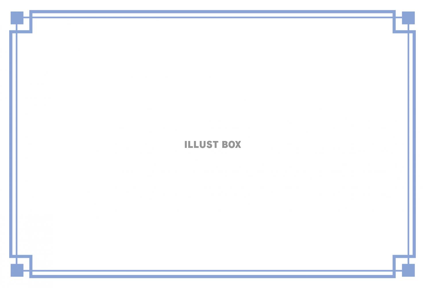 無料イラスト シンプル飾り枠 交差 ブルー