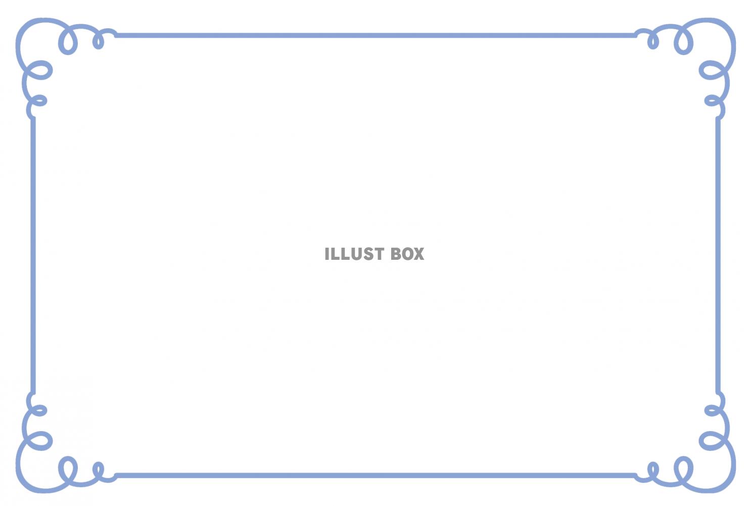 無料イラスト シンプル飾り枠 曲線 ブルー