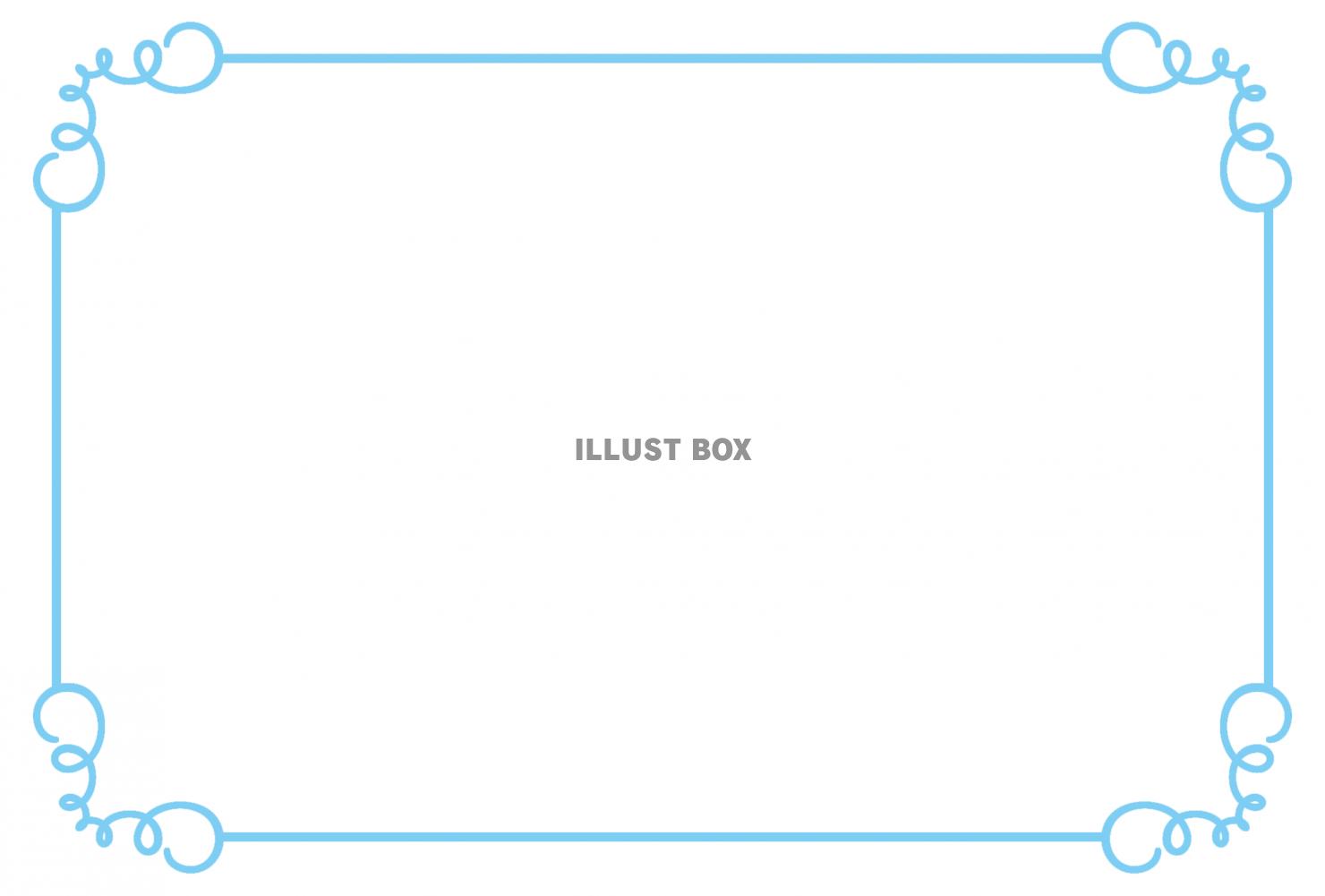 シンプル飾り枠「曲線1」／アクア