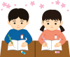 小学生の新学期（カラー）透過png