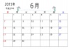 2015年（平成27年）６月のカレンダー
