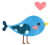 ポッとした青い鳥【透過PNG】