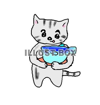 ねこまる・・フグが気になっています。【透過】PNG