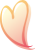 ハート(斜め・暖色系グラデ・影付き)