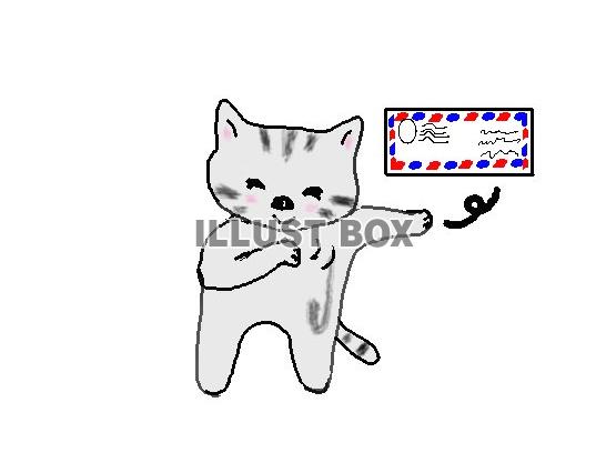 ねこまる・・エアーメールを送る【透過】PNG