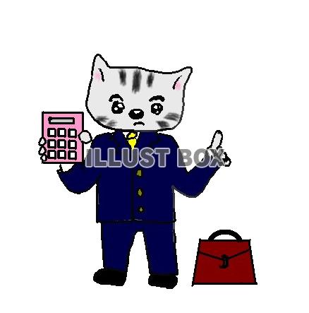 無料イラスト ねこまる 仕事が出来る猫 透過 Png