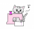 ねこまる・・・ミシンで縫う【透過】PNG
