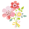 赤いお花の花束　透過PNG