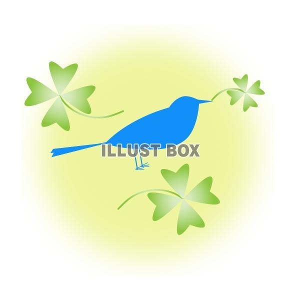 無料イラスト 青い鳥と四つ葉のクローバー３ 背景
