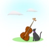 バイオリンと猫のいる風景