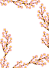 梅や桃の花の枝振りのあるフレーム枠透過素材