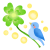 四葉と青い鳥(透過)PNG