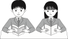 中高生の読書（制服）　透過png