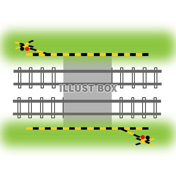 踏切（複線）と芝生