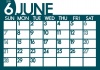 2015年６月横型のカレンダー