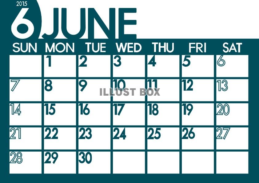 無料イラスト 15年６月横型のカレンダー