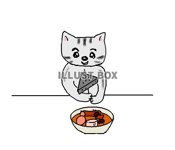 ねこまる・・・こんにゃくを食べる【透過】PNG