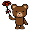 カーネーションをプレゼントするクマ3　(透過PNG)