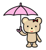 傘をさすクマのイラスト2　(透過PNG)