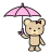 傘をさすクマのイラスト2　(透過PNG)