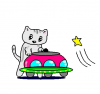 ねこまる・・・UFOに興味を持つ【透過】PNG