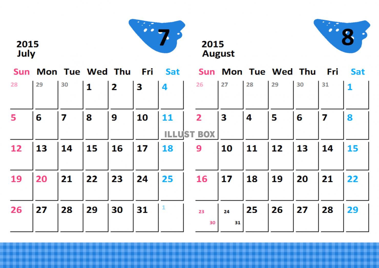 オカリナカレンダー　2015年７・８月分
