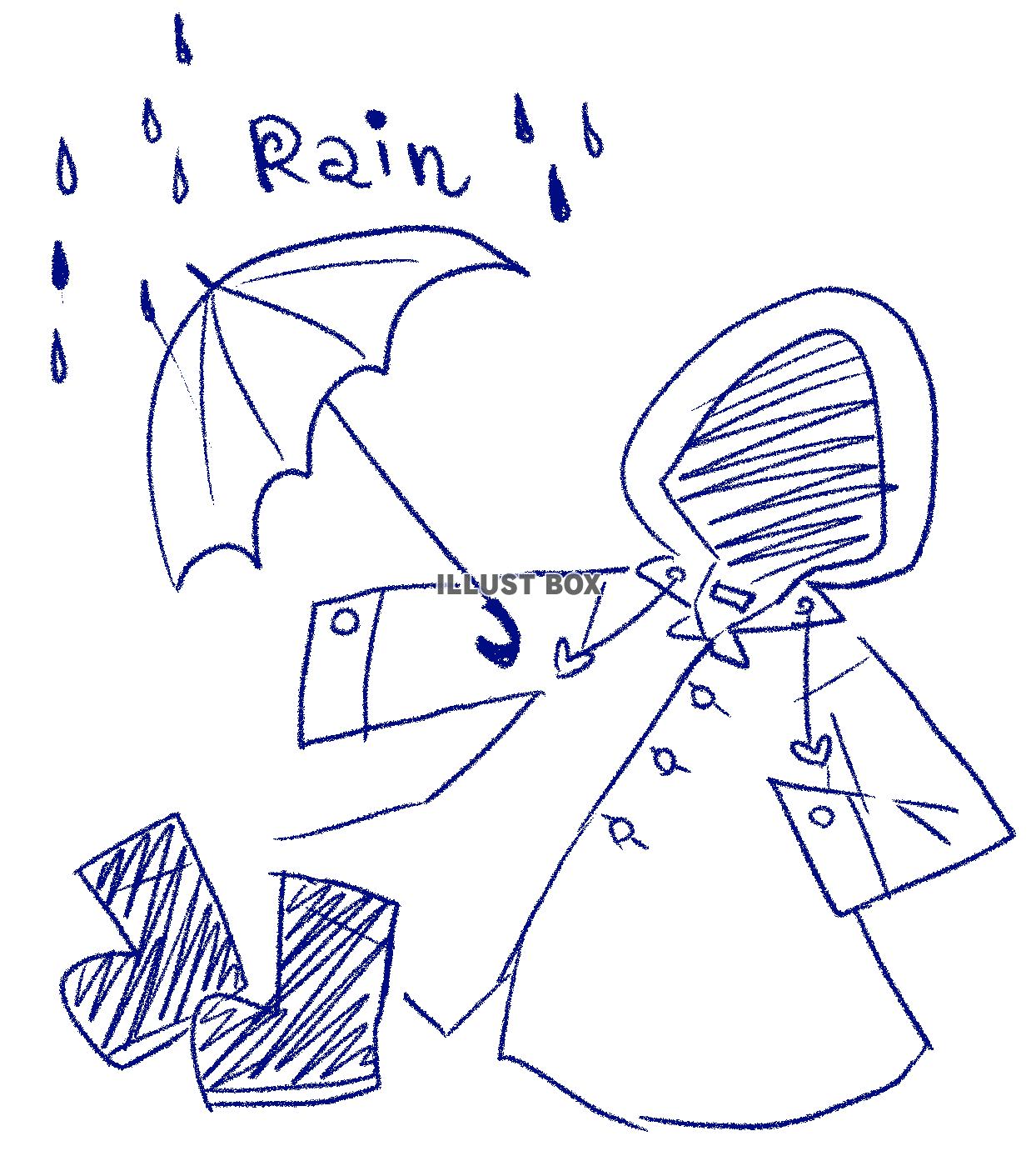 無料イラスト 透過png 雨の日セット