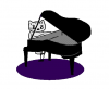 ねこまる・・ピアノを弾く(紫）【透過】PNG