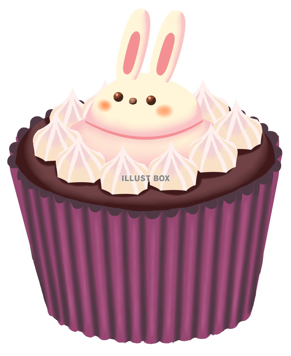 無料イラスト 透過png ウサギのカップケーキ