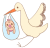 【透過png】コウノトリと赤ちゃん（女の子）