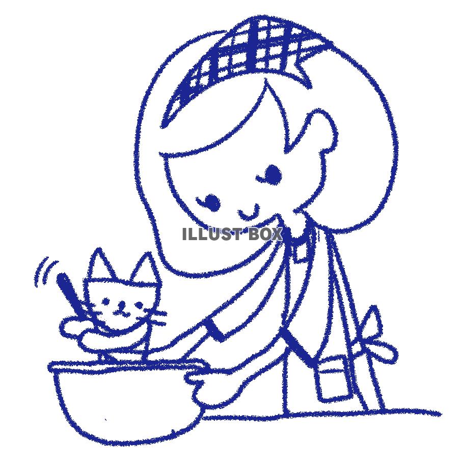 【透過png】猫と女の子のクッキング