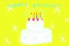 ハガキ　横　誕生祝いのケーキ